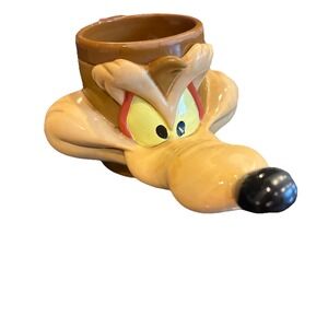 1992 Wiley Wile E Coyote Mug Cup Warner Bros Looney‎ Tunes Plastic 3D Face